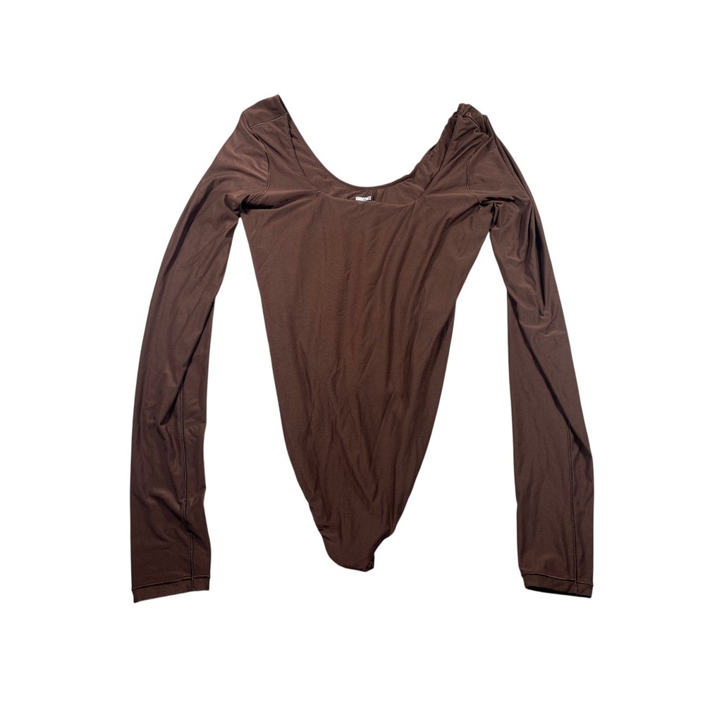 Aerie SMOOTHEZ Long Sleeve Bodysuit Brown Womens Size‎ Large